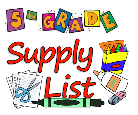 5th Grade Supply List 2024-2025