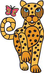 Esparanza Global Academy's Jaguar mascot with a butterfly flying over the tail