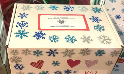  Students at Huntersville Elementary School assembled kindness boxes to send to North Buncombe ES.