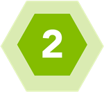 Number 2 in a green hexagon