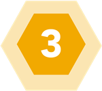 Number 3 in an orange hexagon.