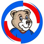 Barnette Elementary School's Mascot brown Bear with a blue shirt